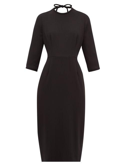 Matchesfashion.com Goat - Jerry Open-back Wool-crepe Midi Dress - Womens - Black