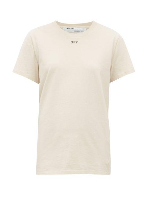 Matchesfashion.com Off-white - Floral And Logo Print Cotton T Shirt - Womens - White