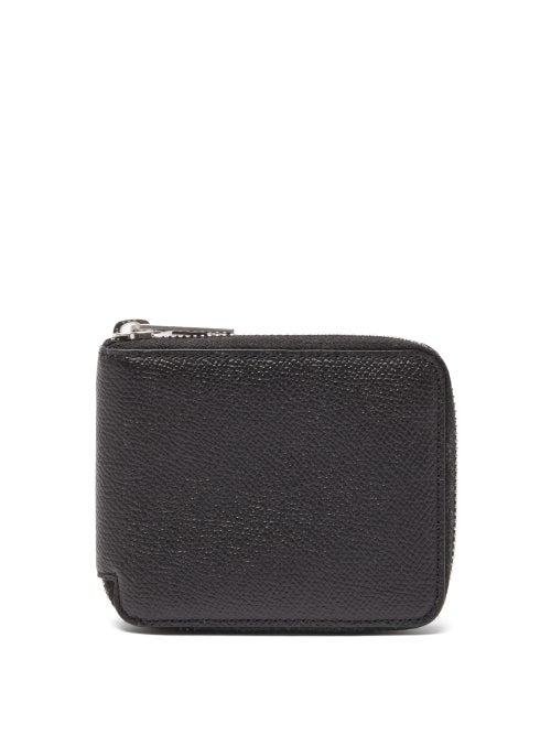 Maison Margiela - Four-stitch Ziparound Grained-leather Wallet - Mens - Black