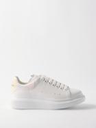 Alexander Mcqueen - Oversized Crystal-heel Leather Trainers - Womens - White Multi