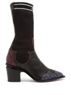 Fendi Contrast-panel Leather Boots