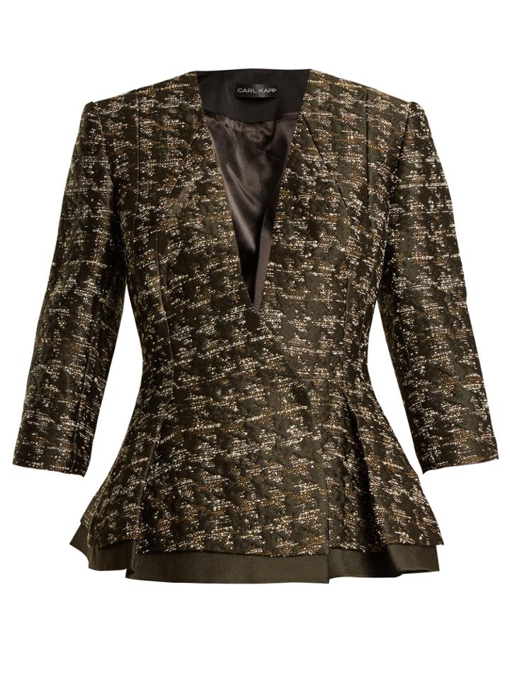 Carl Kapp Forest Collarless Hound's-tooth Jacket
