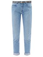 Matchesfashion.com Stella Mccartney - Logo-jacquard Belted Jeans - Womens - Light Blue