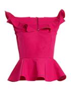 Emilio De La Morena Carelle Ruffle V-neck Peplum Silk-blend Top