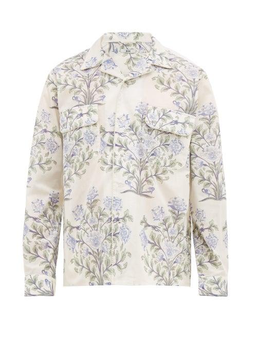 Matchesfashion.com Bode - Indo Floral Print Cotton Poplin Shirt - Mens - White Multi