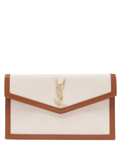 Matchesfashion.com Saint Laurent - Uptown Canvas And Leather Pouch - Womens - Brown Multi
