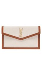 Matchesfashion.com Saint Laurent - Uptown Canvas And Leather Pouch - Womens - Brown Multi