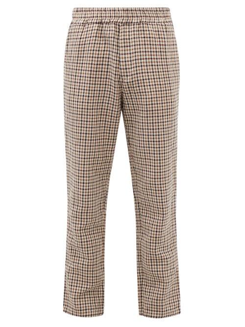 Barena Venezia - Graela Check Cotton-blend Hopsack Trousers - Mens - Brown