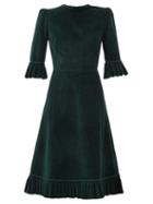 Matchesfashion.com The Vampire's Wife - The Festival Jumbo-cord Cotton Midi Dress - Womens - Dark Green