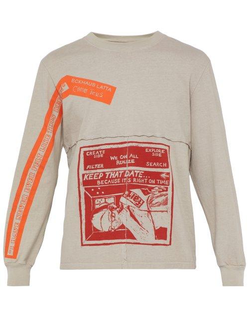 Matchesfashion.com Eckhaus Latta - X Come Tees Lapped Cotton T Shirt - Mens - Grey