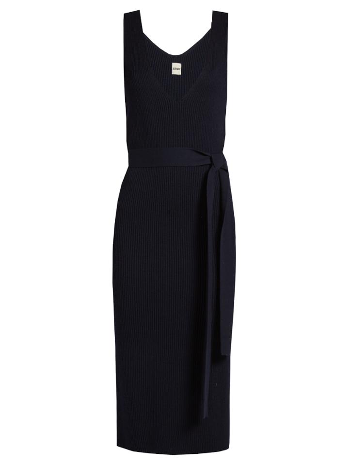 Khaite Maya V-neck Ribbed-knit Dress