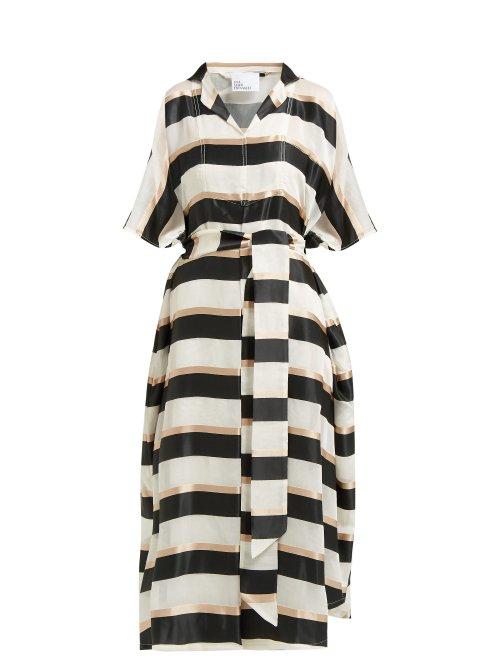 Matchesfashion.com Lisa Marie Fernandez - Striped Tie Waist Kaftan - Womens - Black Multi