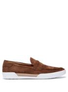 Matchesfashion.com Tod's - Espadrille Trimmed Suede Penny Loafers - Mens - Brown