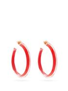 Matchesfashion.com Alison Lou - Jelly Medium Neon 14kt Gold-plated Hoop Earrings - Womens - Red