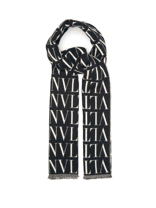 Matchesfashion.com Valentino Garavani - Vltn-logo Wool-blend Scarf - Mens - Black White