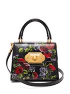 Matchesfashion.com Dolce & Gabbana - Welcome Mini Floral Painted Leather Bag - Womens - Black Multi
