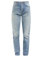 Matchesfashion.com Saint Laurent - Bandana Pocket Slim Fit Jeans - Womens - Light Blue