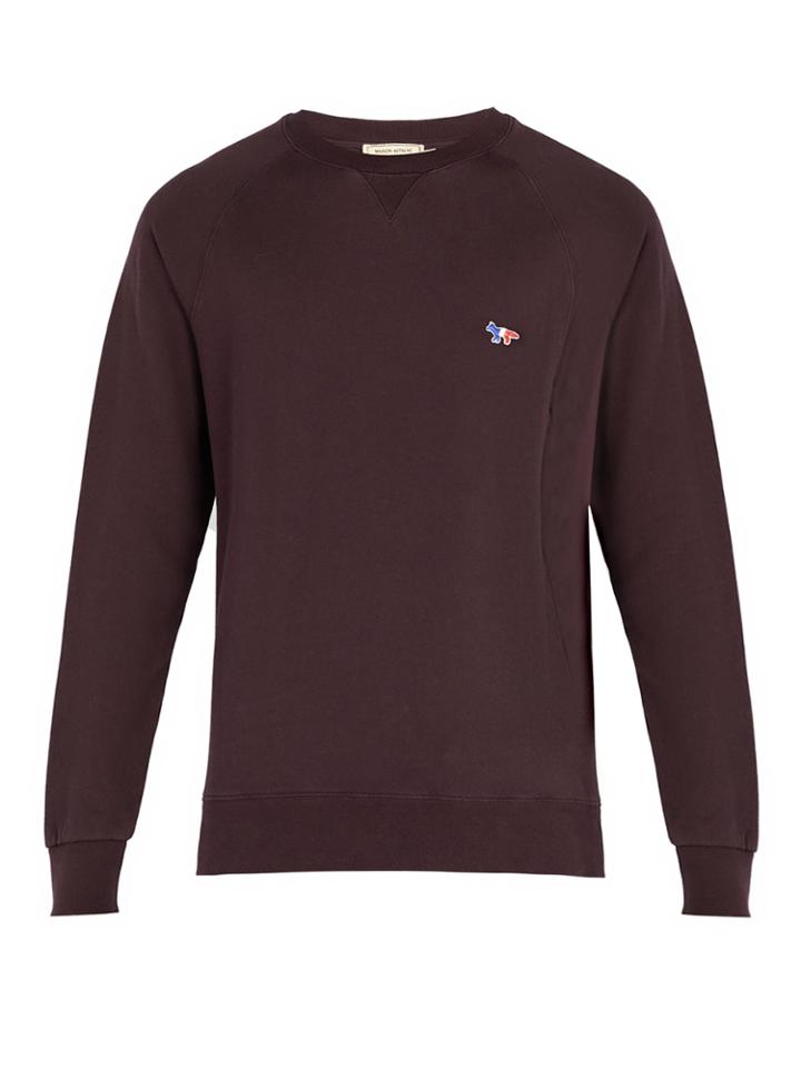 Maison Kitsuné Logo-embroidered Cotton Crew-neck Sweatshirt