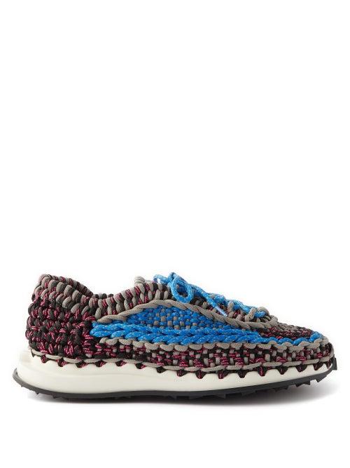 Valentino Garavani - Woven-cord Trainers - Mens - Black Blue
