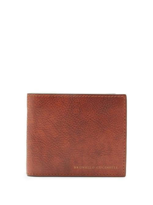 Matchesfashion.com Brunello Cucinelli - Logo-print Leather Bi-fold Wallet - Mens - Brown