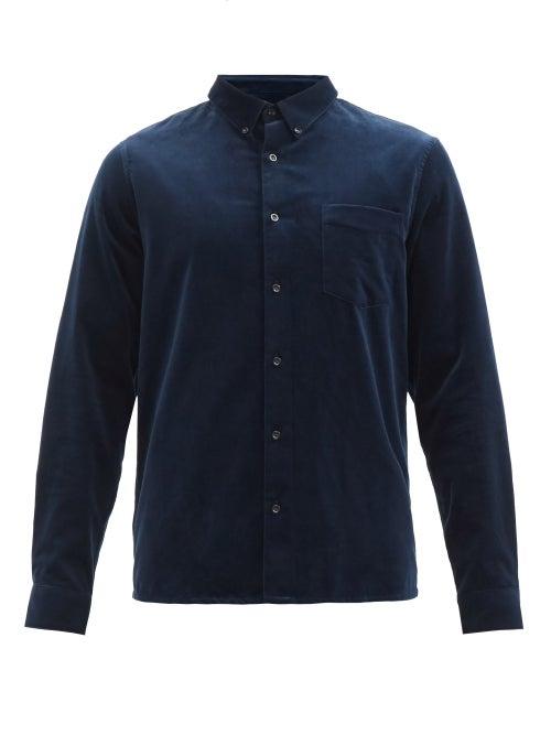 A.p.c. - Serge Patch Pocket Featherwale-corduroy Shirt - Mens - Navy