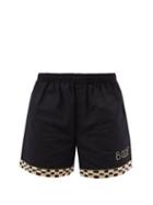 Bode - Checkerboard-embroidered Cotton-canvas Shorts - Mens - Black