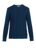 Matchesfashion.com Inis Mein - Faocha Cable Knit Organic Cotton Sweater - Mens - Blue