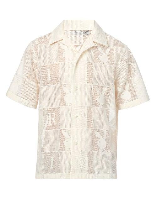 Amiri - X Playboy Logo Lace Short-sleeved Shirt - Mens - White