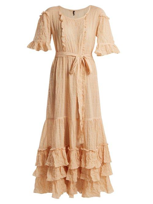 Matchesfashion.com Lisa Marie Fernandez - January Striped Seersucker Dress - Womens - Orange Stripe