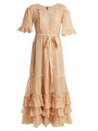 Matchesfashion.com Lisa Marie Fernandez - January Striped Seersucker Dress - Womens - Orange Stripe