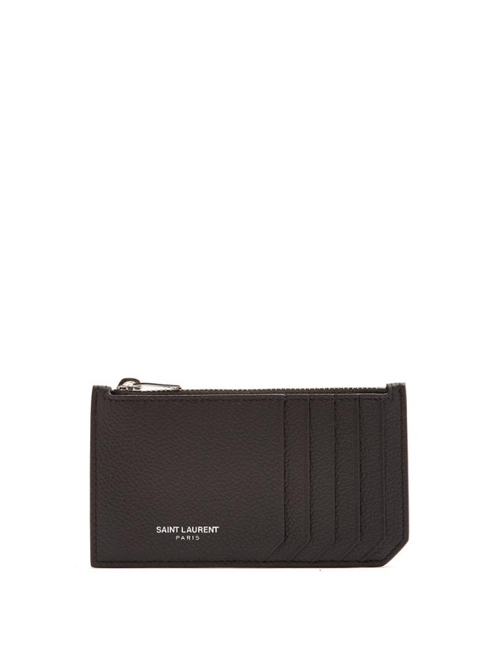 Saint Laurent Fragments Grained-leather Cardholder