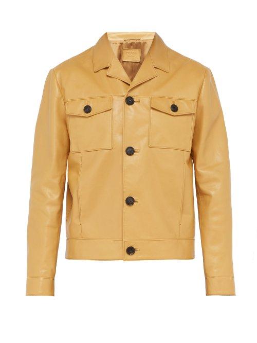 Matchesfashion.com Prada - Calfskin Leather Jacket - Mens - Camel