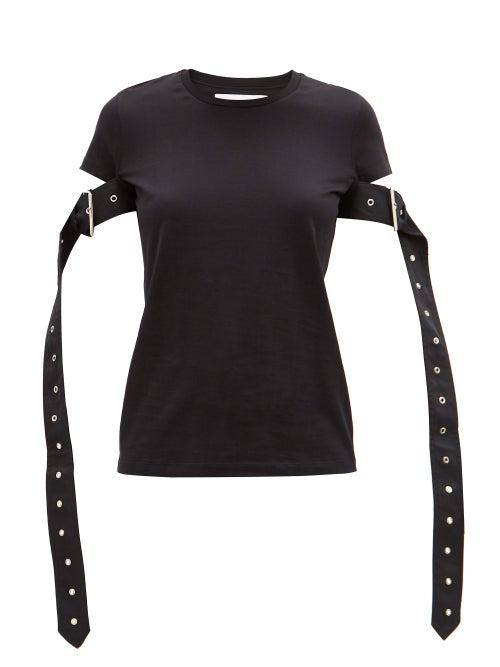 Matchesfashion.com Marques'almeida - Belted-sleeves Cotton-blend Jersey T-shirt - Womens - Black