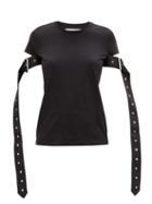 Matchesfashion.com Marques'almeida - Belted-sleeves Cotton-blend Jersey T-shirt - Womens - Black