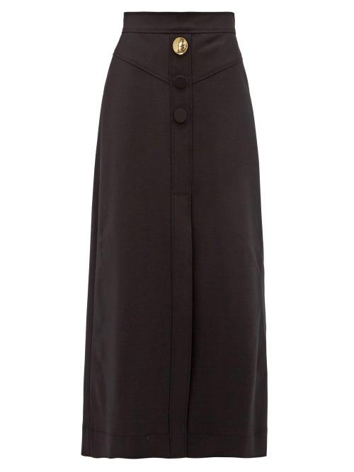 Matchesfashion.com Ellery - Homework Crepe A Line Midi Skirt - Womens - Black