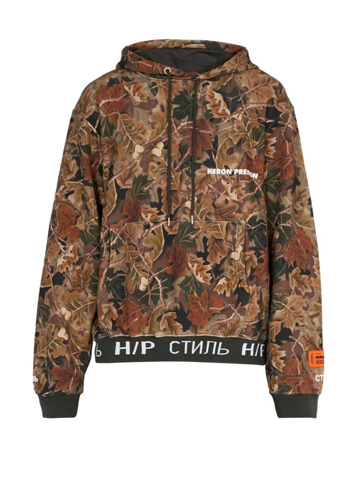 Heron Preston Leaf-print Cotton-jersey Hoodie