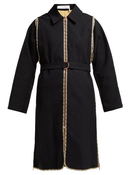 Matchesfashion.com See By Chlo - Check Trimmed Cotton Trench Coat - Womens - Black
