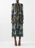 Etro - Mythical Animals-print Georgette Dress - Womens - Black