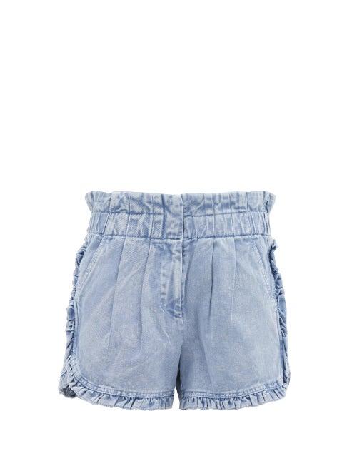 Matchesfashion.com Sea - Idun Ruffled Denim Shorts - Womens - Denim