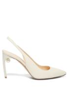 Matchesfashion.com Nicholas Kirkwood - Mia Pearl Heeled Slingback Leather Pumps - Womens - Ivory