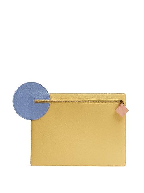 Matchesfashion.com Roksanda - Aplin Pebbled Leather Clutch - Womens - Yellow Multi