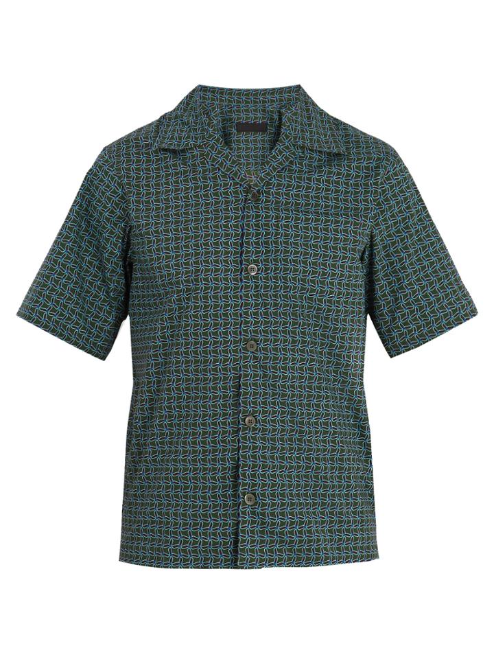 Prada Geometric-print Cotton Bowling Shirt