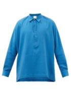 Marrakshi Life - Panelled Cotton Tunic Shirt - Mens - Blue