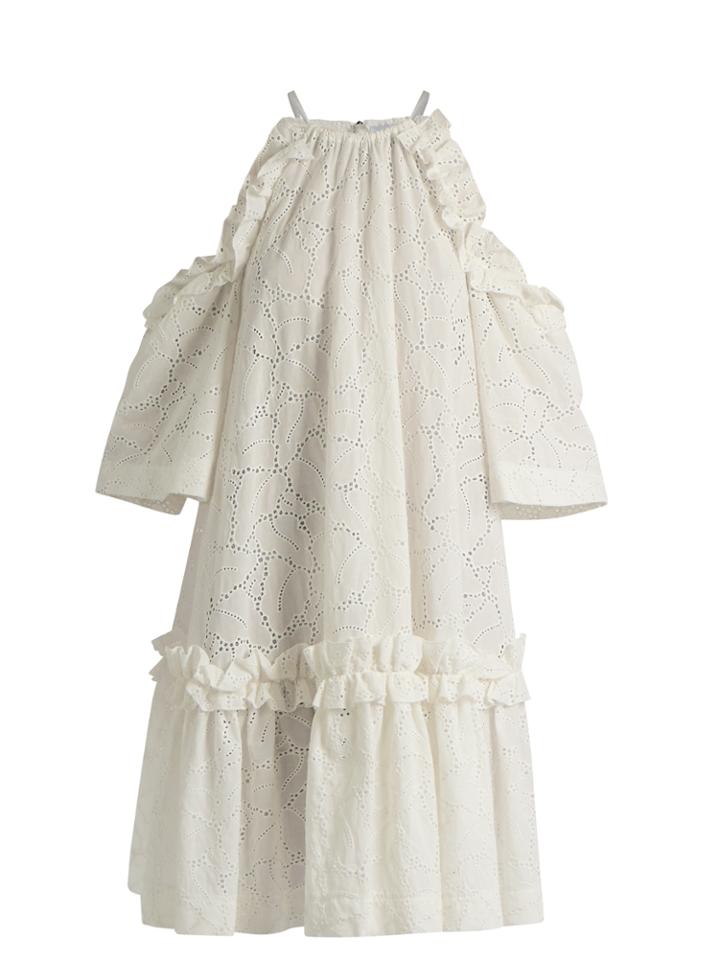 Msgm Exposed-shoulder Sangallo-lace Dress