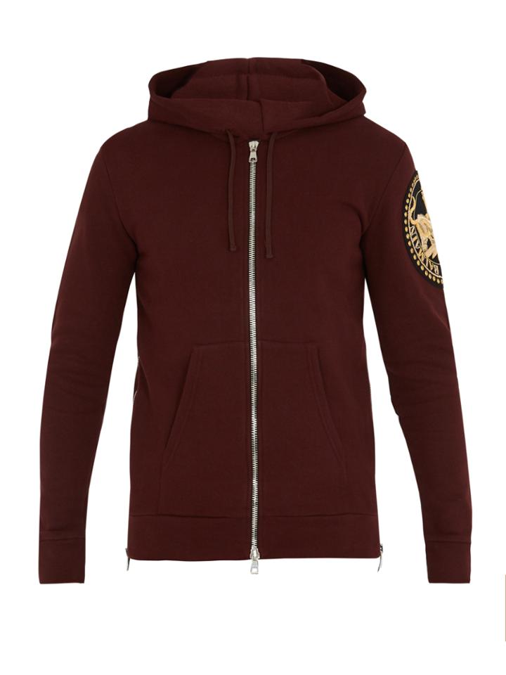 Balmain Logo-patch Cotton Hooded Sweatshirt