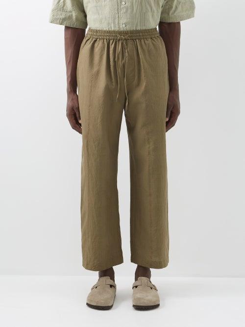 Itoh - Drawstring-waist Cotton-blend Trousers - Mens - Green