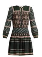 Matchesfashion.com Sea - Mia Border Print Cotton Blend Dress - Womens - Green Print