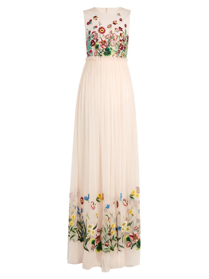 Andrew Gn Floral-embroidered Tulle Gown