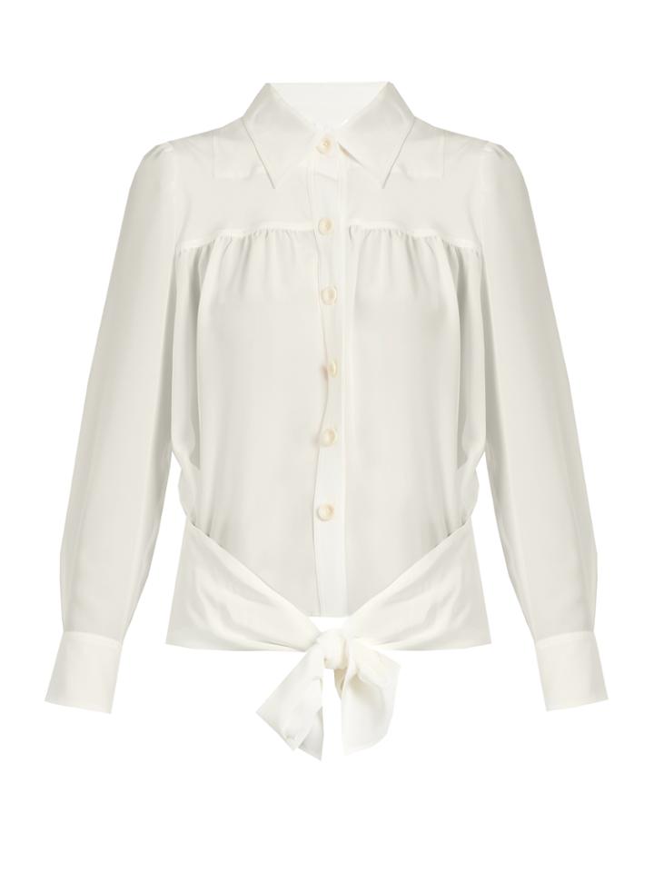 Chloé Point-collar Tie-waist Silk Shirt