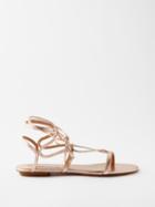 Aquazzura - Aliya Metallic-leather Flat Sandals - Womens - Gold
